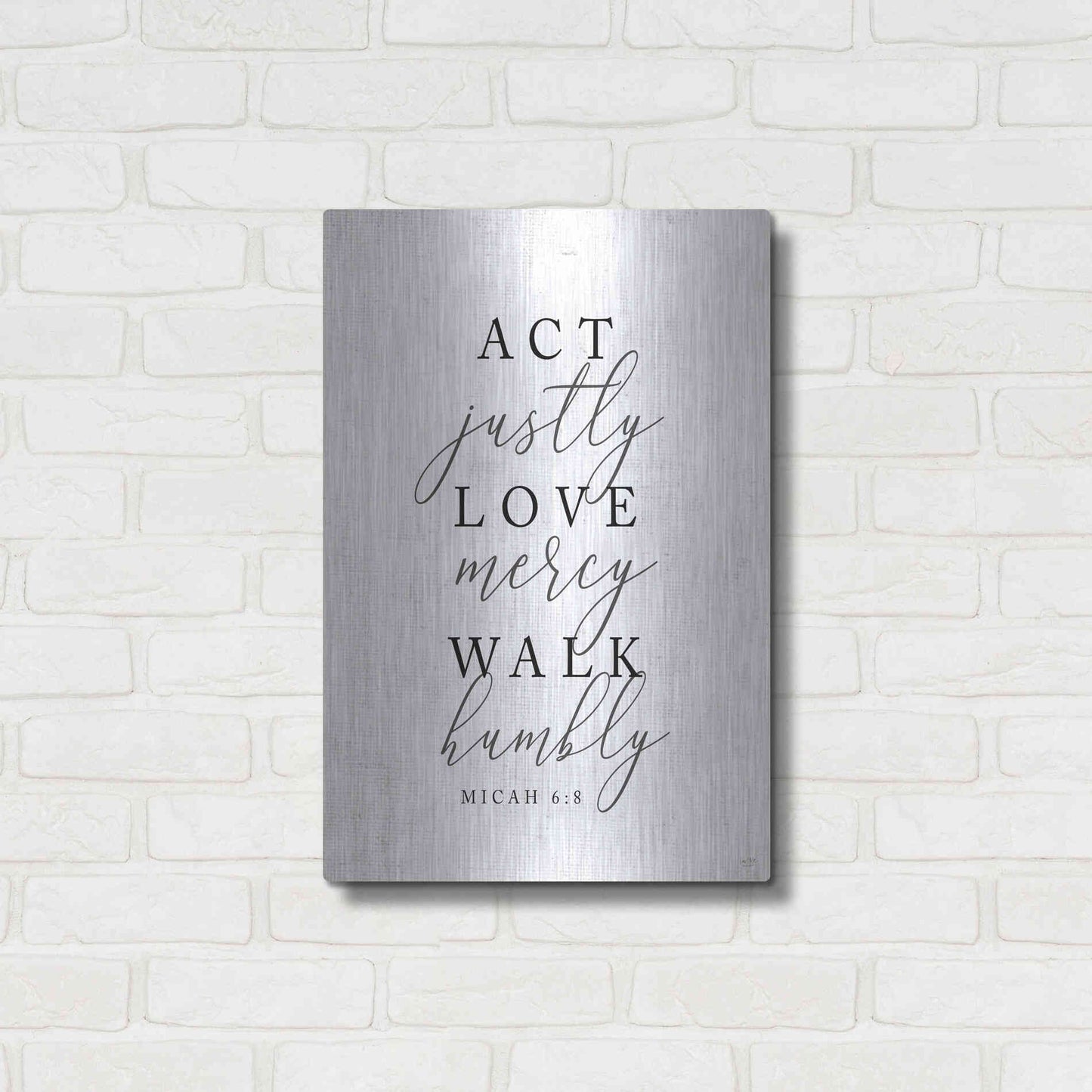 Luxe Metal Art 'Act Justly' by Lux + Me, Metal Wall Art,16x24