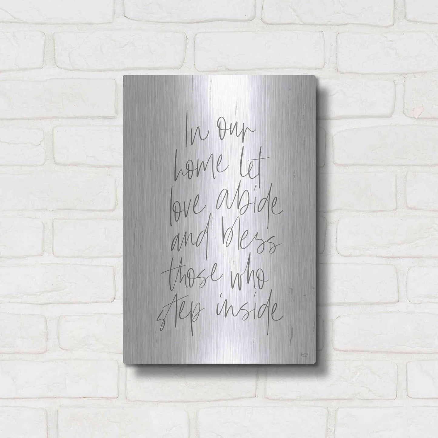 Luxe Metal Art 'Let Love Abide' by Lux + Me, Metal Wall Art,12x16
