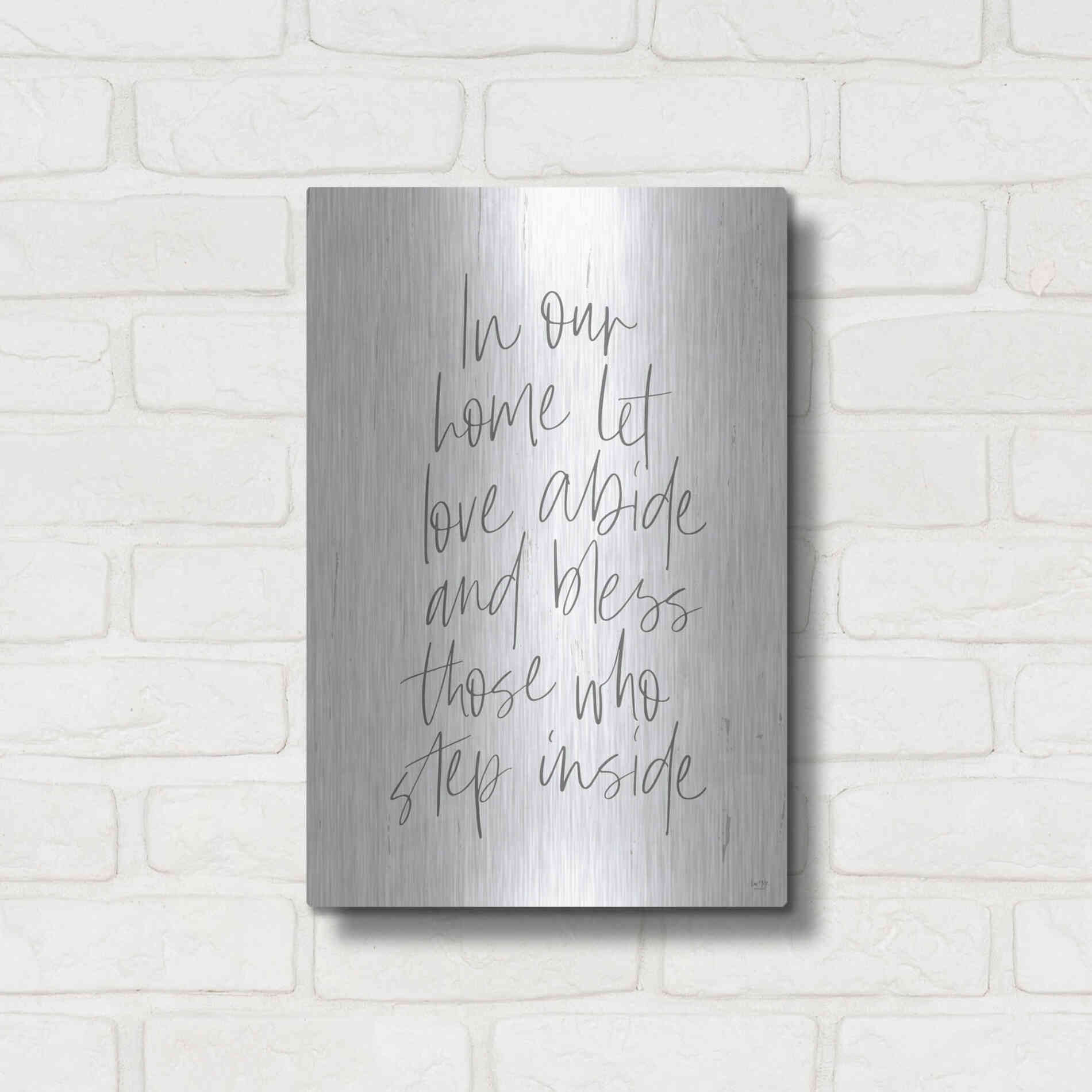 Luxe Metal Art 'Let Love Abide' by Lux + Me, Metal Wall Art,12x16