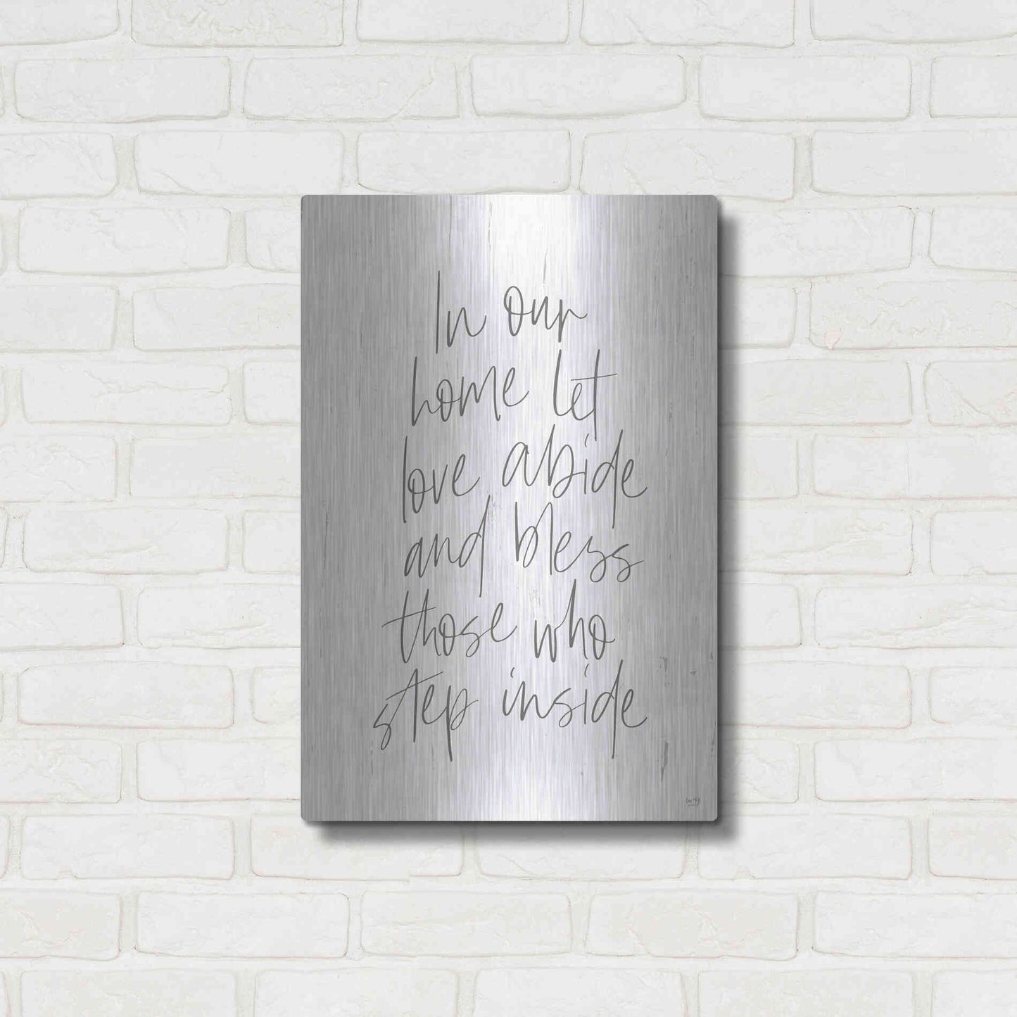 Luxe Metal Art 'Let Love Abide' by Lux + Me, Metal Wall Art,16x24