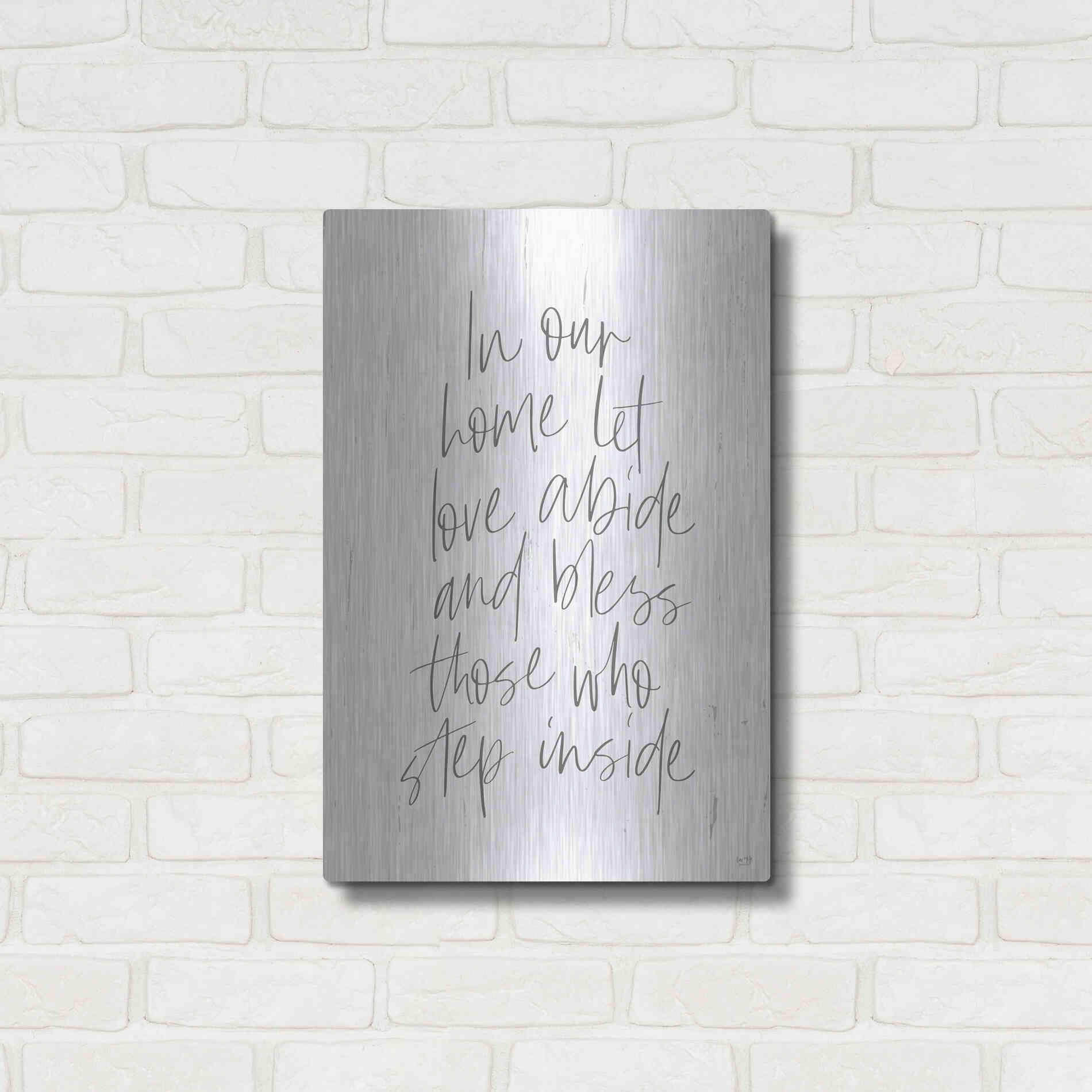 Luxe Metal Art 'Let Love Abide' by Lux + Me, Metal Wall Art,16x24