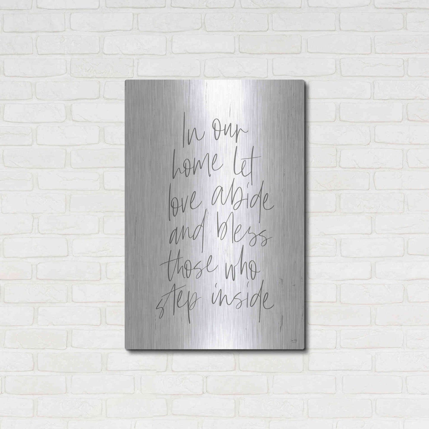 Luxe Metal Art 'Let Love Abide' by Lux + Me, Metal Wall Art,24x36
