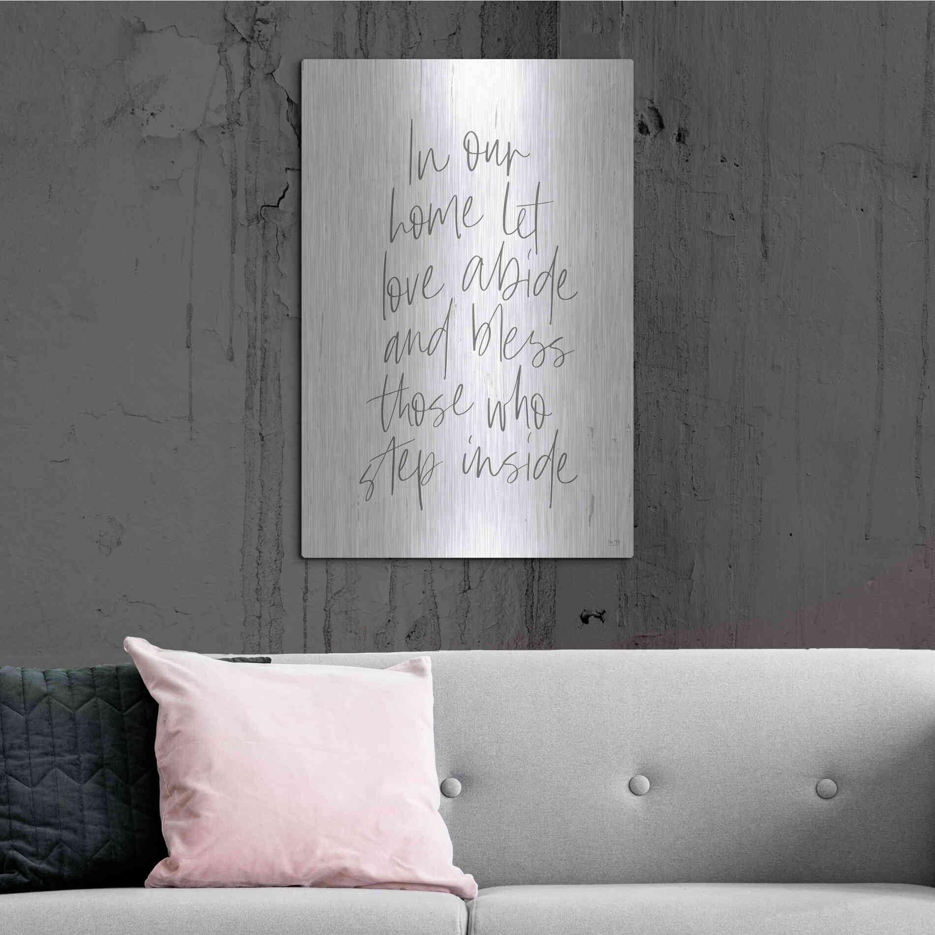 Luxe Metal Art 'Let Love Abide' by Lux + Me, Metal Wall Art,24x36