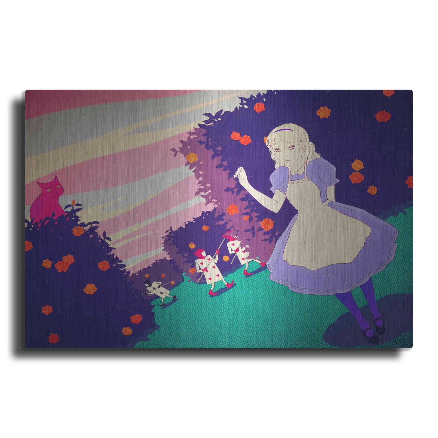 Luxe Metal Art 'Alice in Rose Garden' by Sai Tamiya, Metal Wall Art