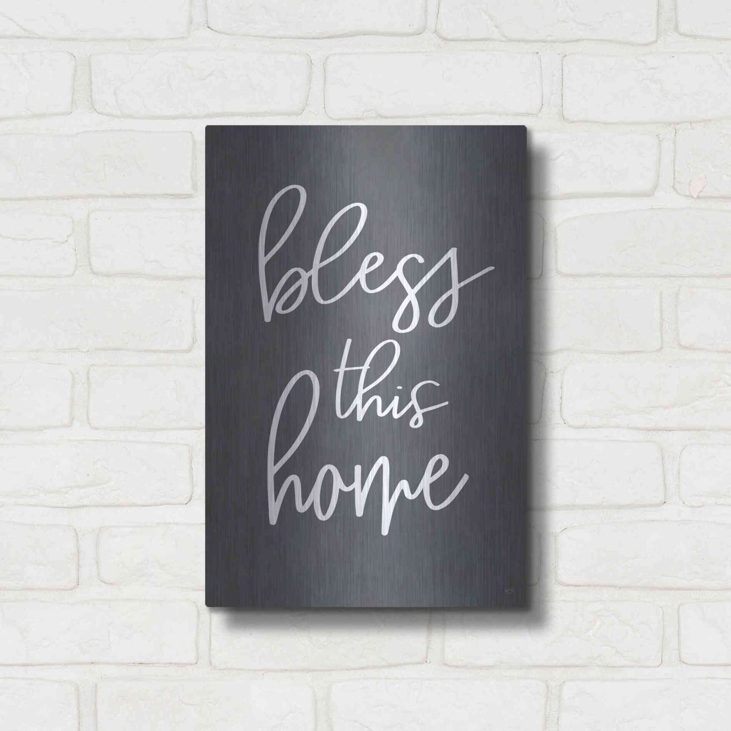 Luxe Metal Art 'Bless This Home' by Lux + Me, Metal Wall Art,12x16