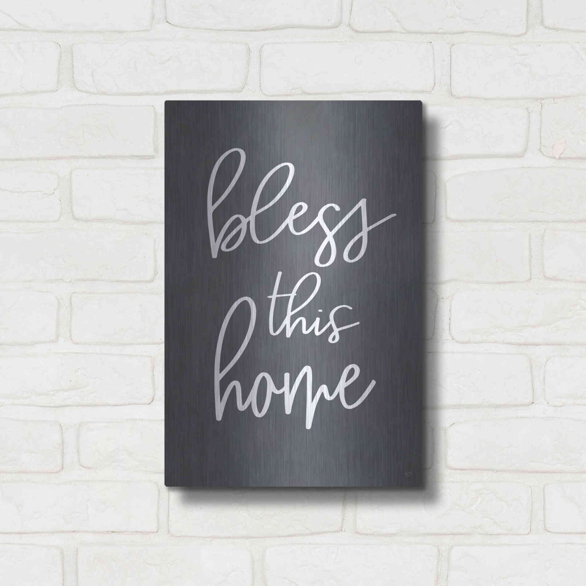 Luxe Metal Art 'Bless This Home' by Lux + Me, Metal Wall Art,12x16