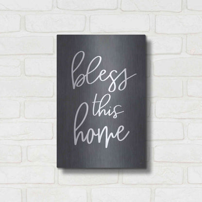 Luxe Metal Art 'Bless This Home' by Lux + Me, Metal Wall Art,12x16
