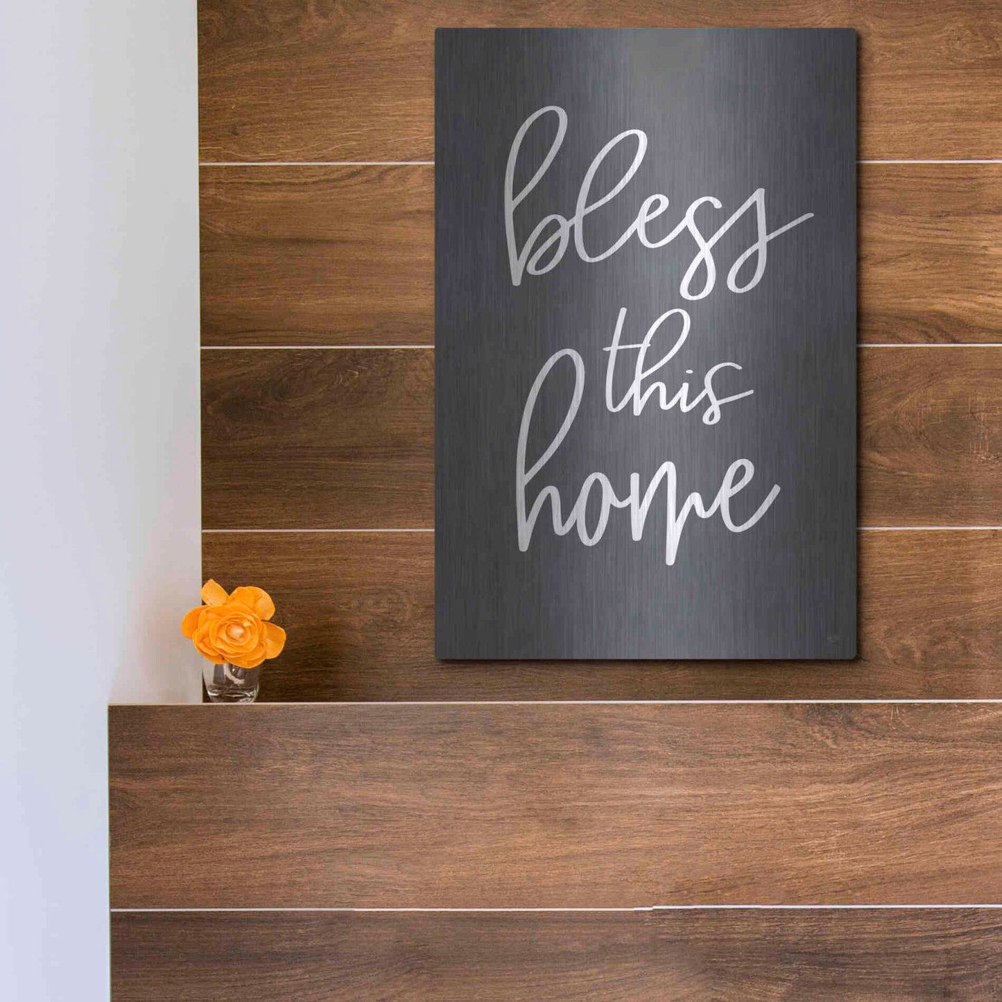 Luxe Metal Art 'Bless This Home' by Lux + Me, Metal Wall Art,12x16