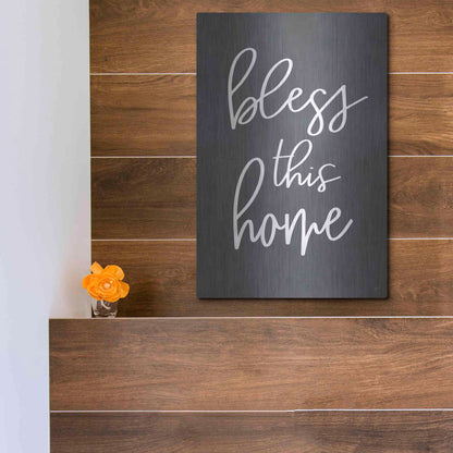 Luxe Metal Art 'Bless This Home' by Lux + Me, Metal Wall Art,12x16