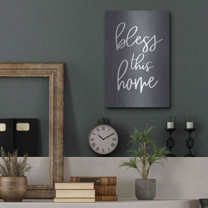 Luxe Metal Art 'Bless This Home' by Lux + Me, Metal Wall Art,12x16