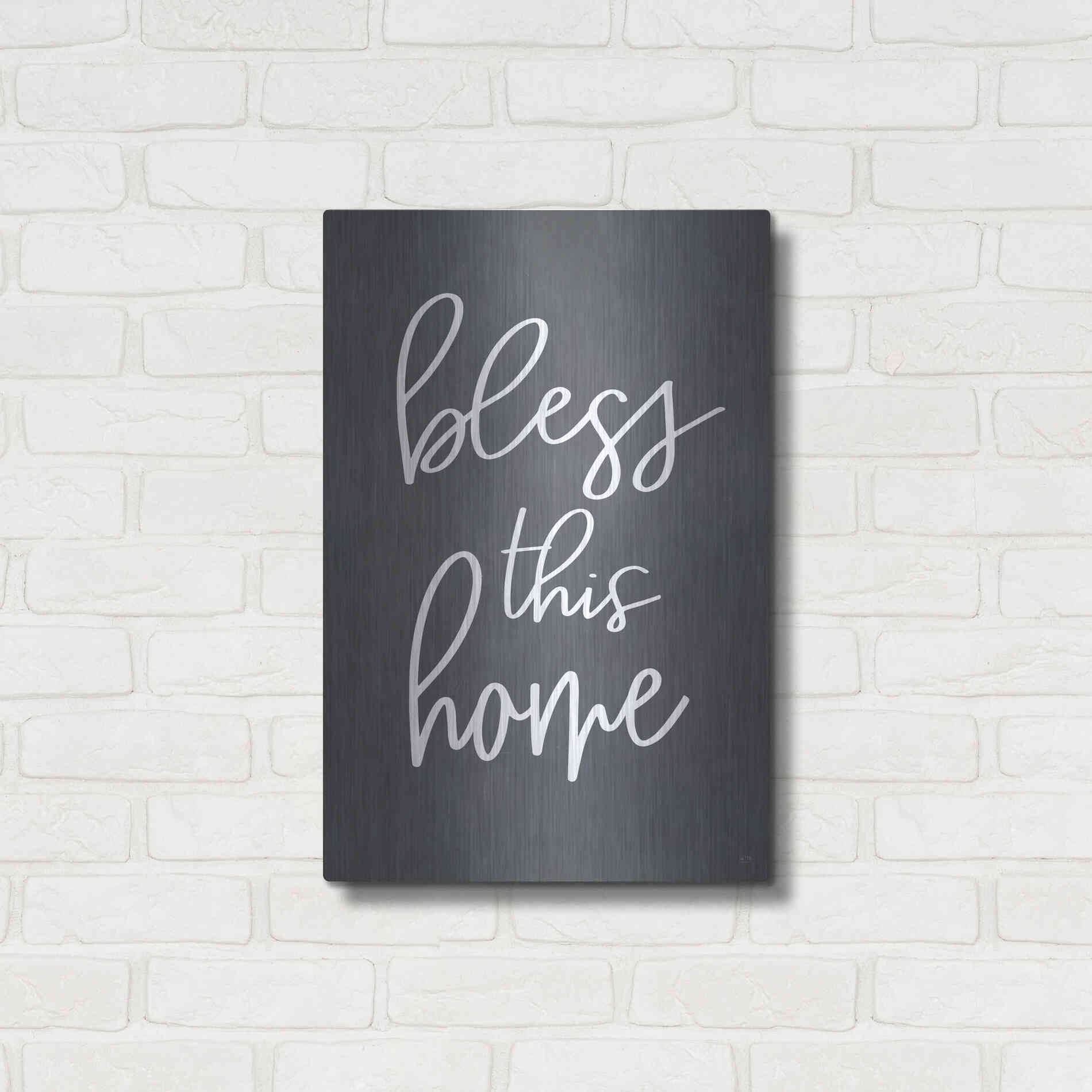Luxe Metal Art 'Bless This Home' by Lux + Me, Metal Wall Art,16x24