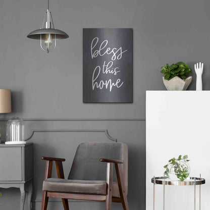 Luxe Metal Art 'Bless This Home' by Lux + Me, Metal Wall Art,16x24