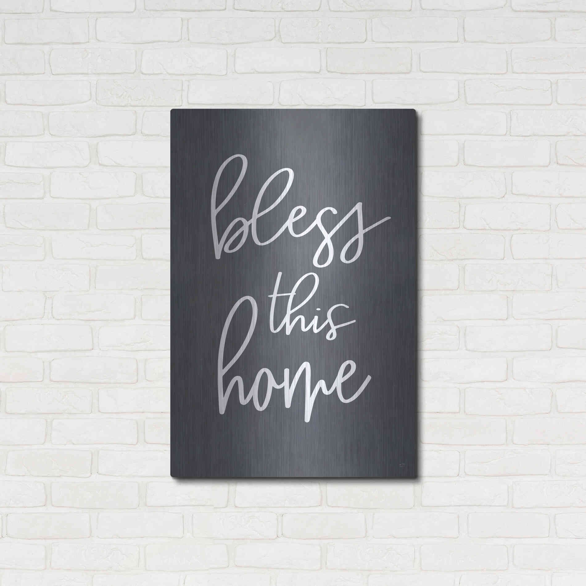 Luxe Metal Art 'Bless This Home' by Lux + Me, Metal Wall Art,24x36