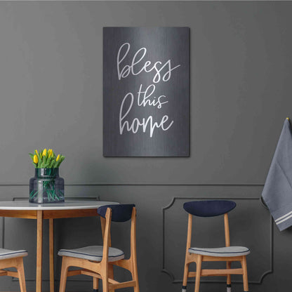 Luxe Metal Art 'Bless This Home' by Lux + Me, Metal Wall Art,24x36