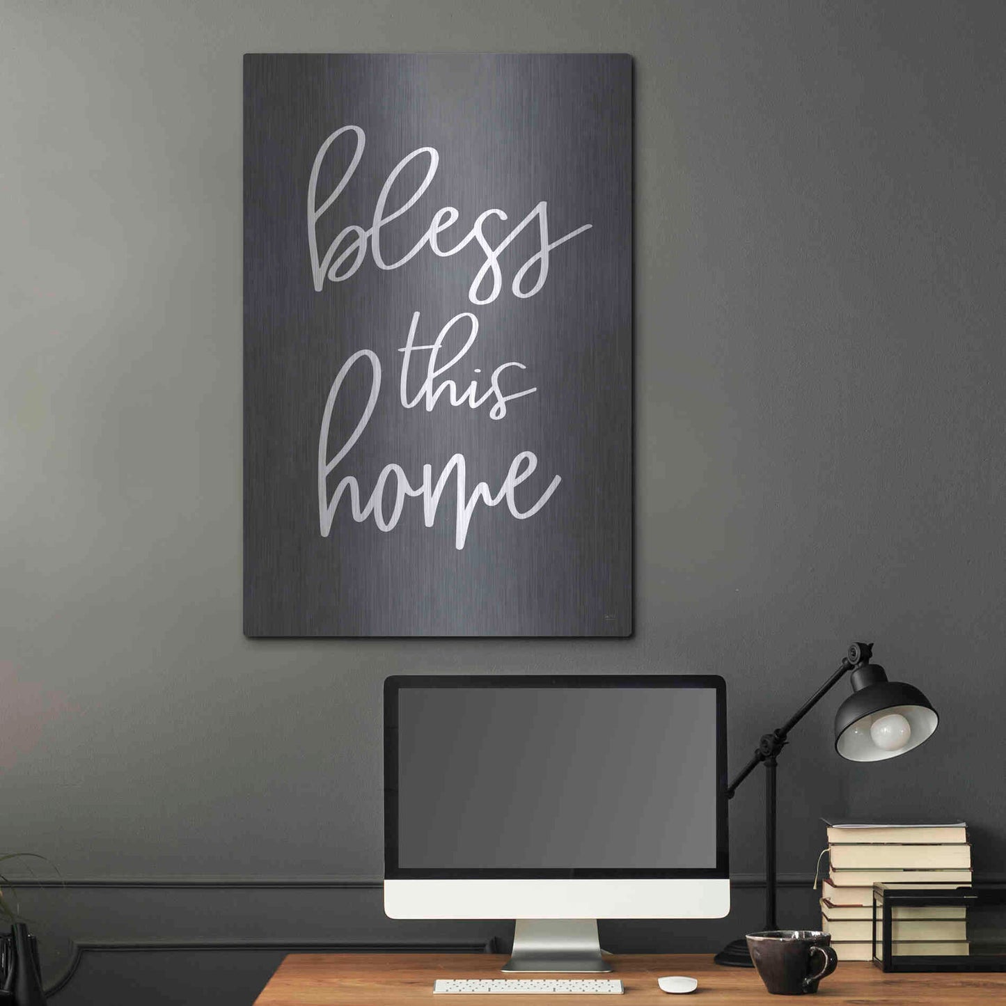Luxe Metal Art 'Bless This Home' by Lux + Me, Metal Wall Art,24x36