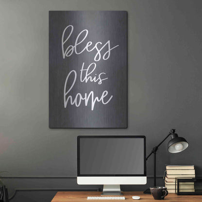 Luxe Metal Art 'Bless This Home' by Lux + Me, Metal Wall Art,24x36
