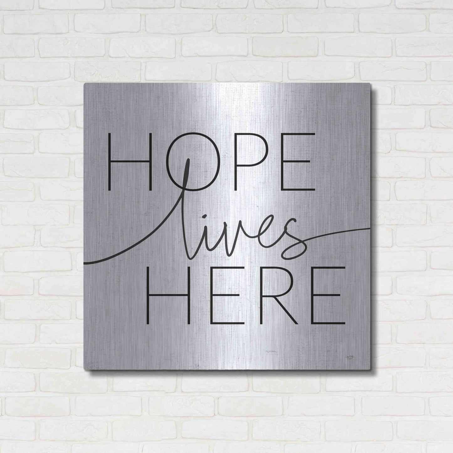 Luxe Metal Art 'Hope Lives Here' by Lux + Me, Metal Wall Art,36x36