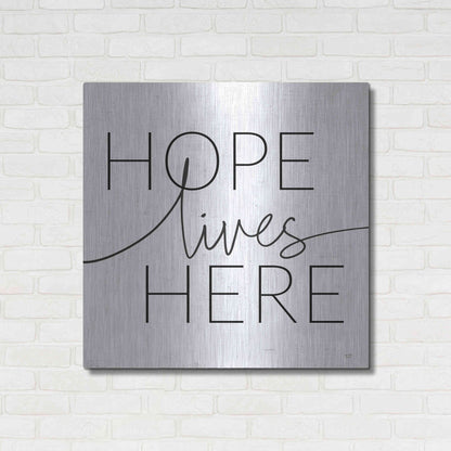 Luxe Metal Art 'Hope Lives Here' by Lux + Me, Metal Wall Art,36x36