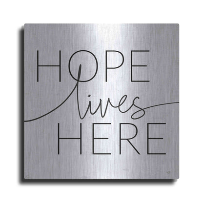 Luxe Metal Art 'Hope Lives Here' by Lux + Me, Metal Wall Art