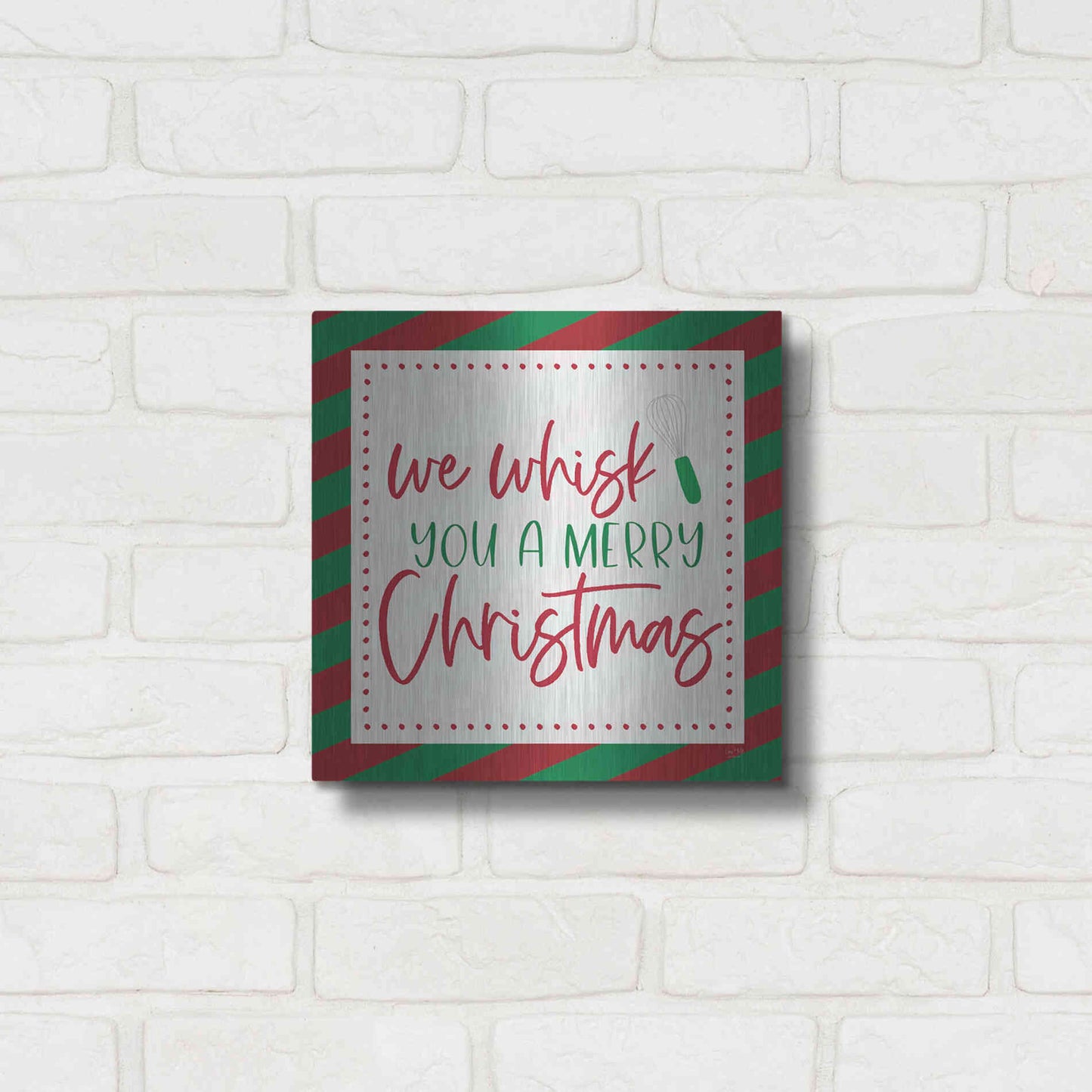 Luxe Metal Art 'We Wisk You a Merry Christmas' by Lux + Me, Metal Wall Art,12x12