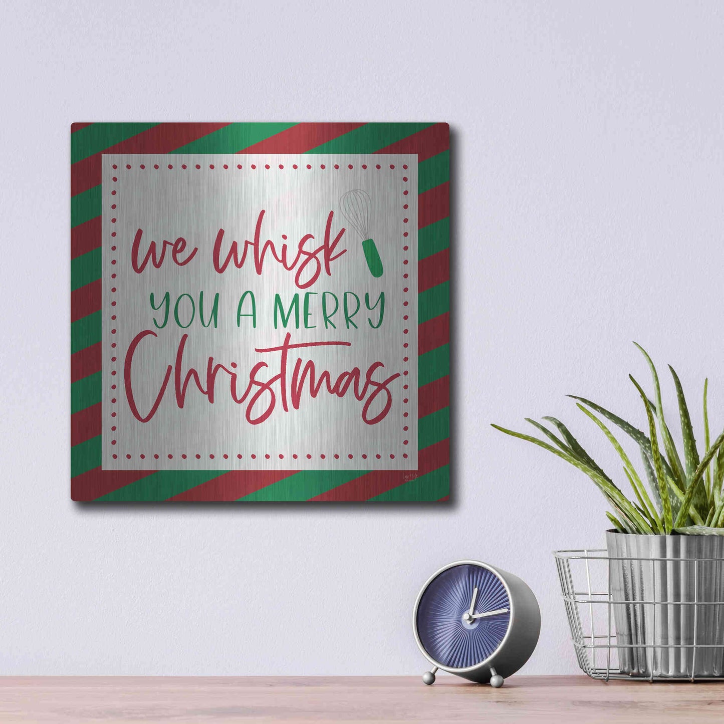 Luxe Metal Art 'We Wisk You a Merry Christmas' by Lux + Me, Metal Wall Art,12x12