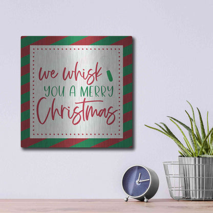 Luxe Metal Art 'We Wisk You a Merry Christmas' by Lux + Me, Metal Wall Art,12x12