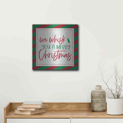 Luxe Metal Art 'We Wisk You a Merry Christmas' by Lux + Me, Metal Wall Art,12x12