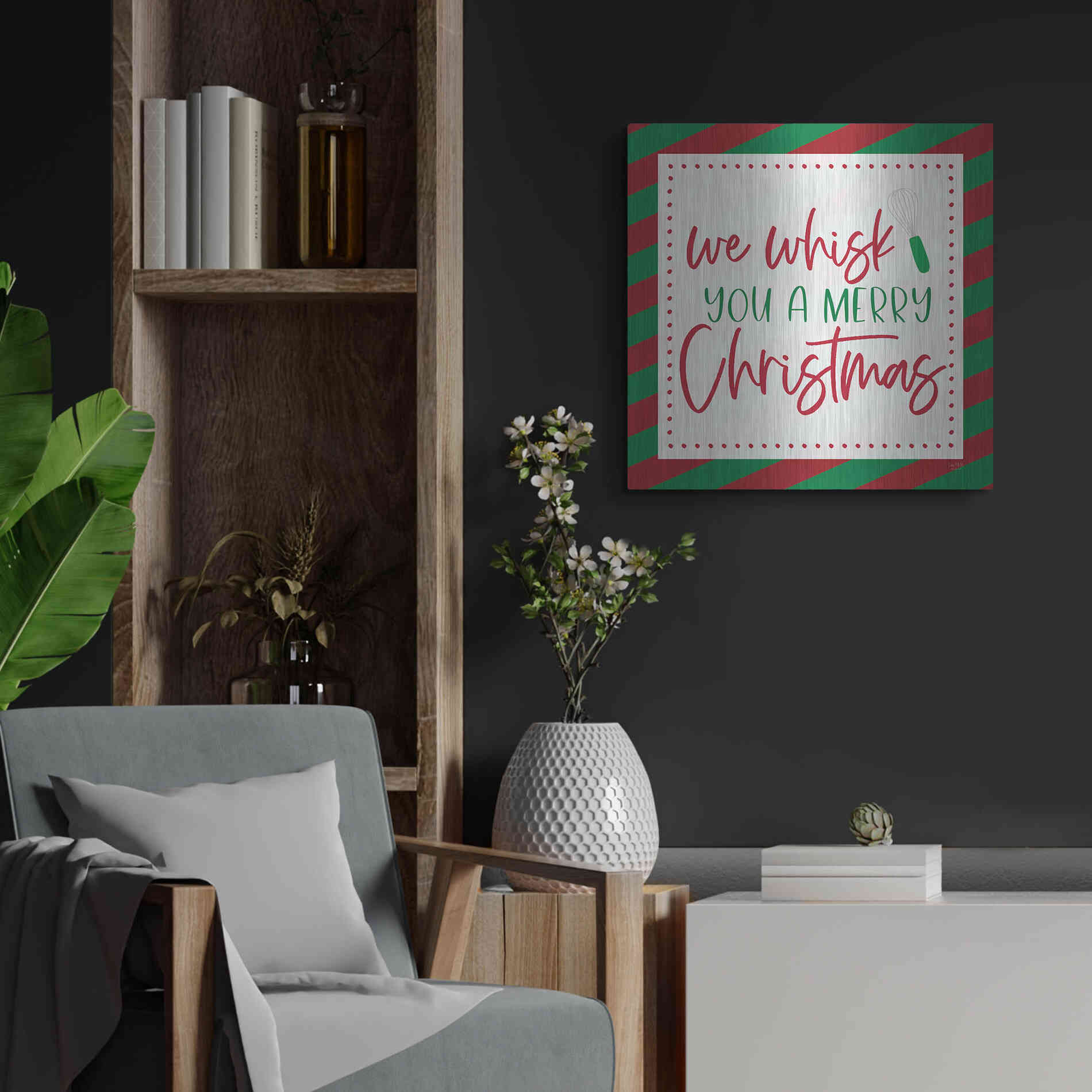 Luxe Metal Art 'We Wisk You a Merry Christmas' by Lux + Me, Metal Wall Art,24x24