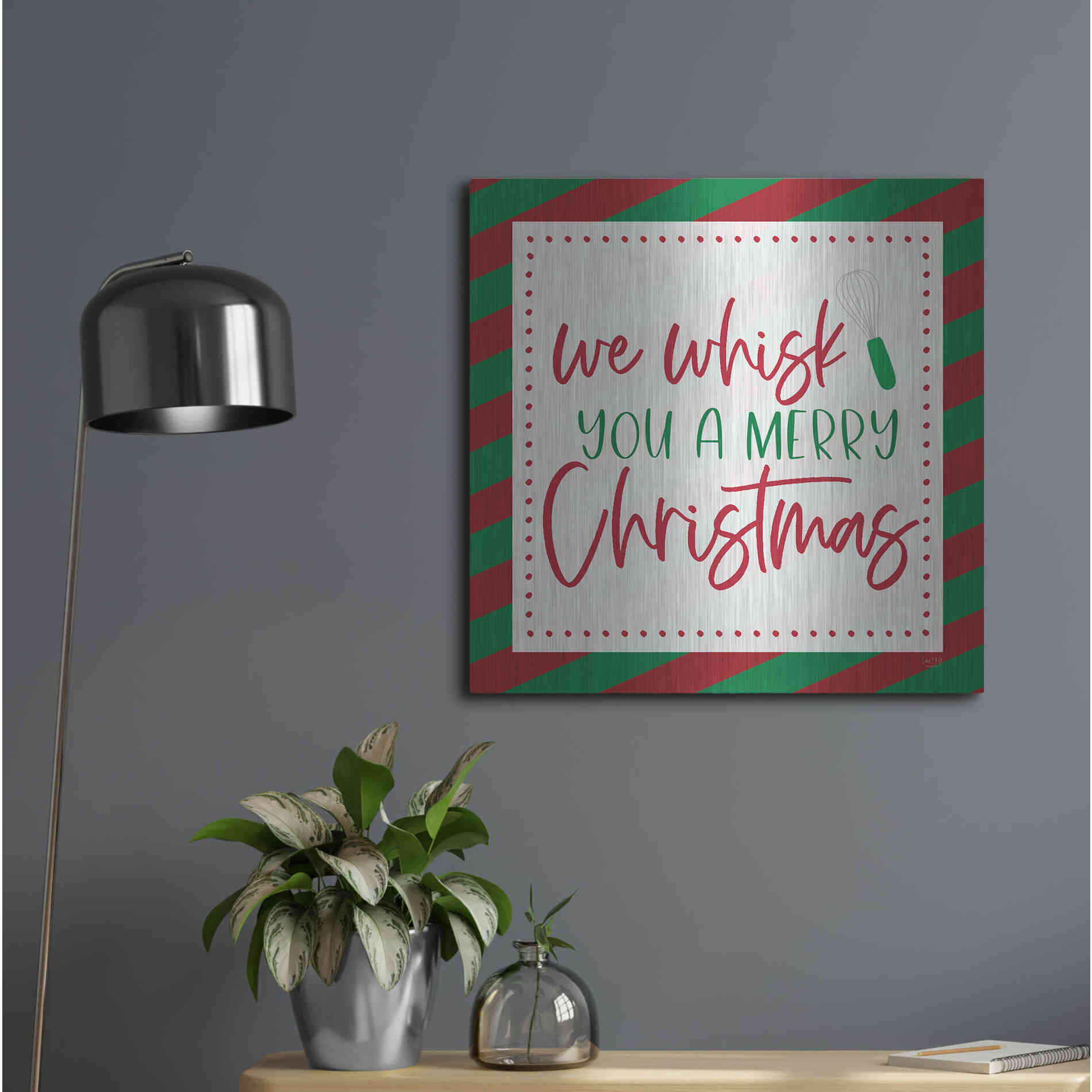 Luxe Metal Art 'We Wisk You a Merry Christmas' by Lux + Me, Metal Wall Art,24x24