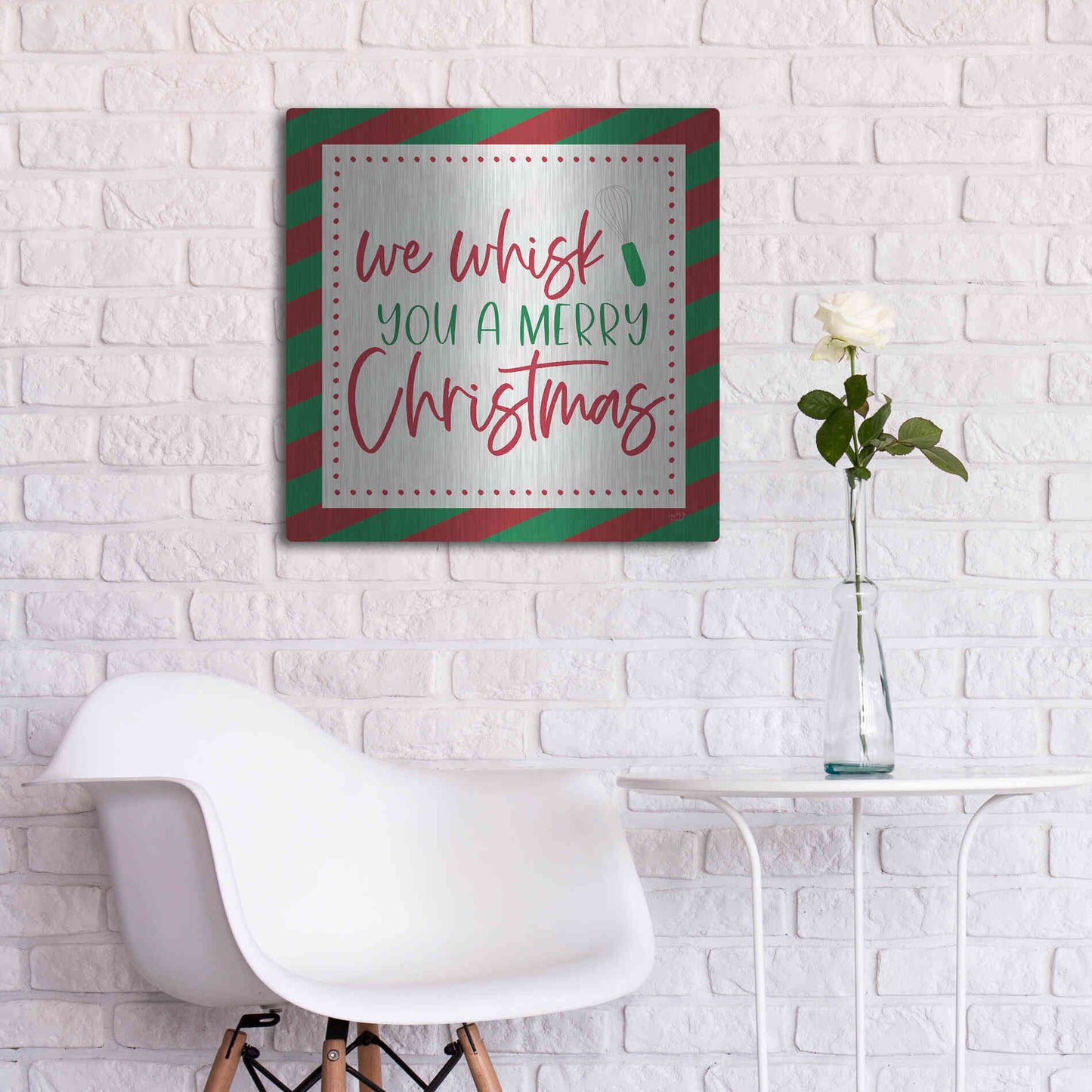 Luxe Metal Art 'We Wisk You a Merry Christmas' by Lux + Me, Metal Wall Art,24x24