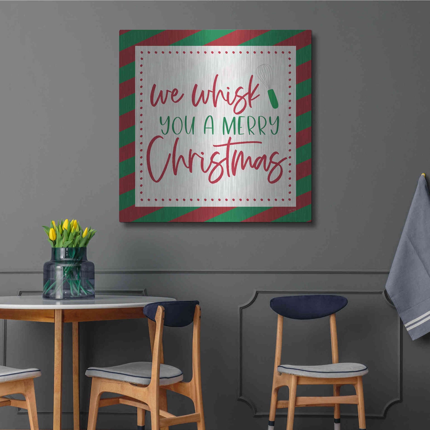 Luxe Metal Art 'We Wisk You a Merry Christmas' by Lux + Me, Metal Wall Art,36x36