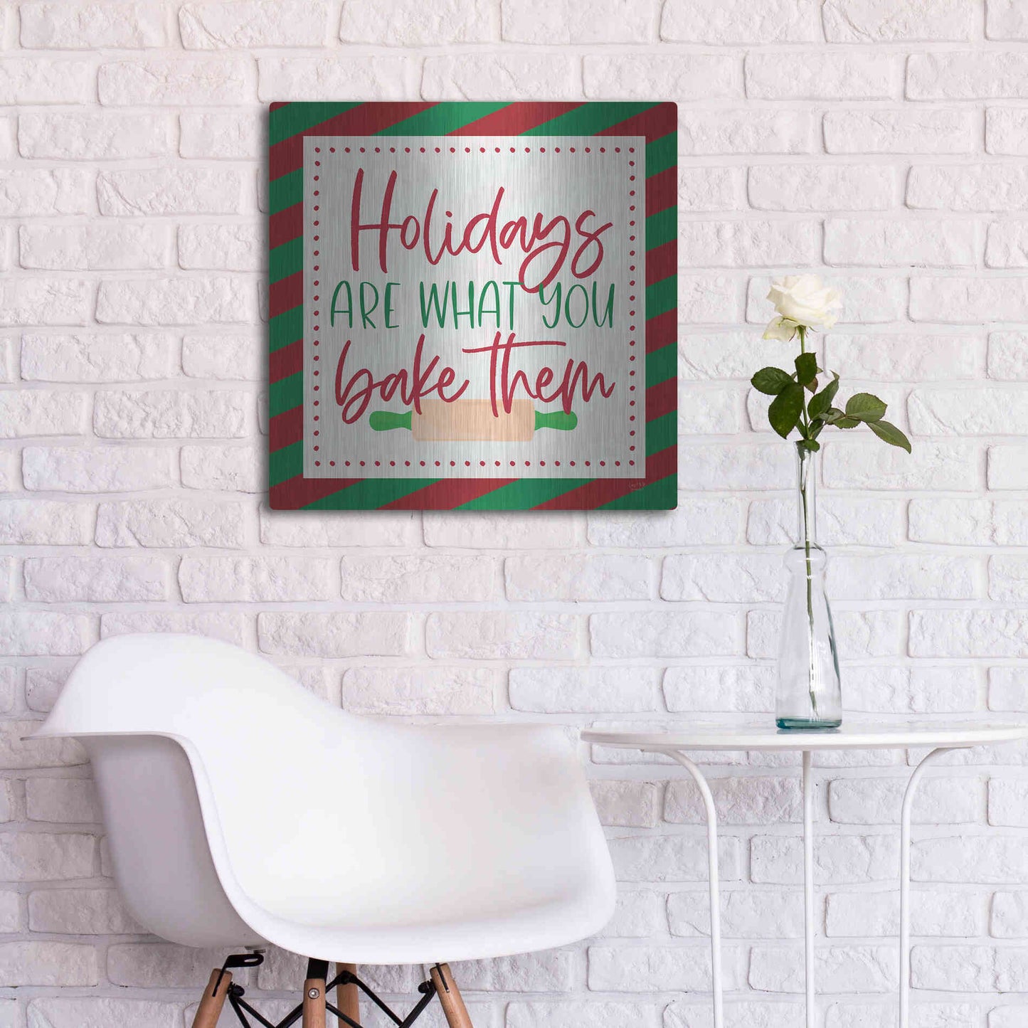 Luxe Metal Art 'Holidays are What You Bake Them' by Lux + Me, Metal Wall Art,24x24