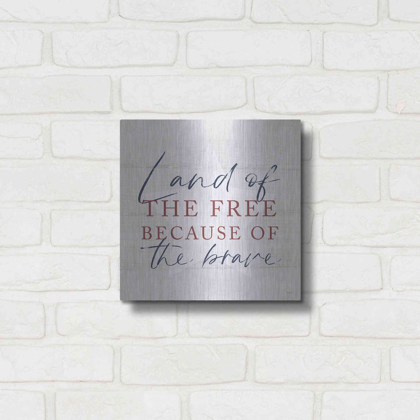 Luxe Metal Art 'Land of the Free' by Lux + Me, Metal Wall Art,12x12