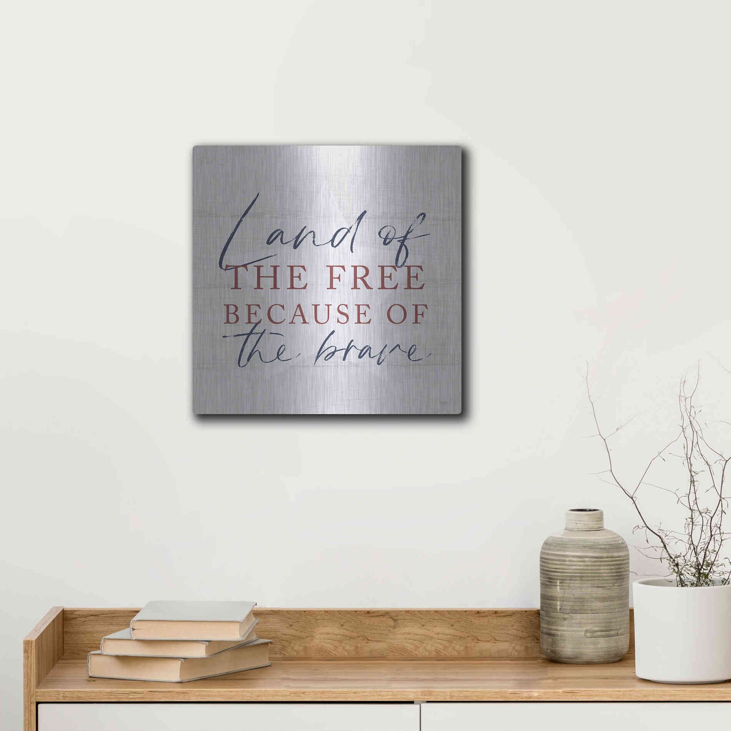 Luxe Metal Art 'Land of the Free' by Lux + Me, Metal Wall Art,12x12