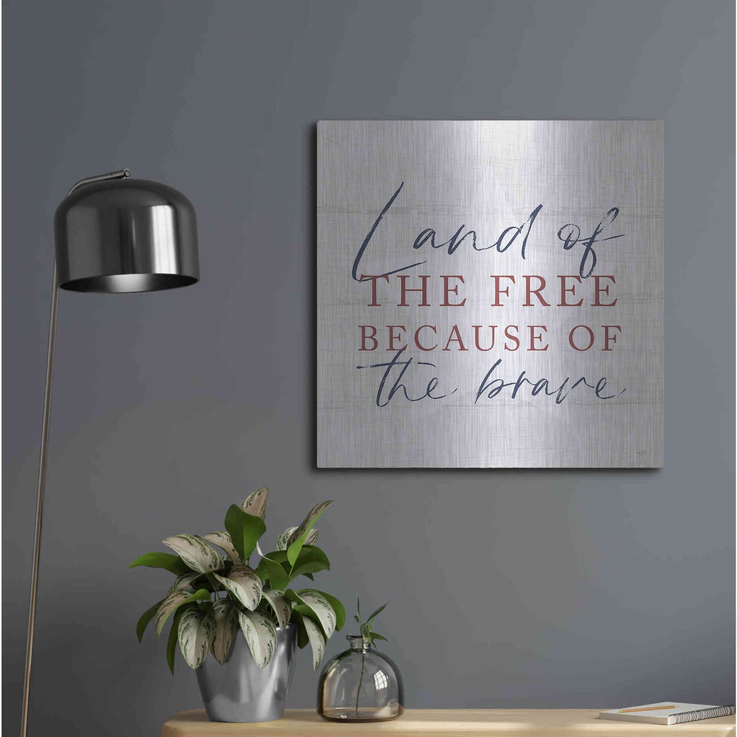 Luxe Metal Art 'Land of the Free' by Lux + Me, Metal Wall Art,24x24