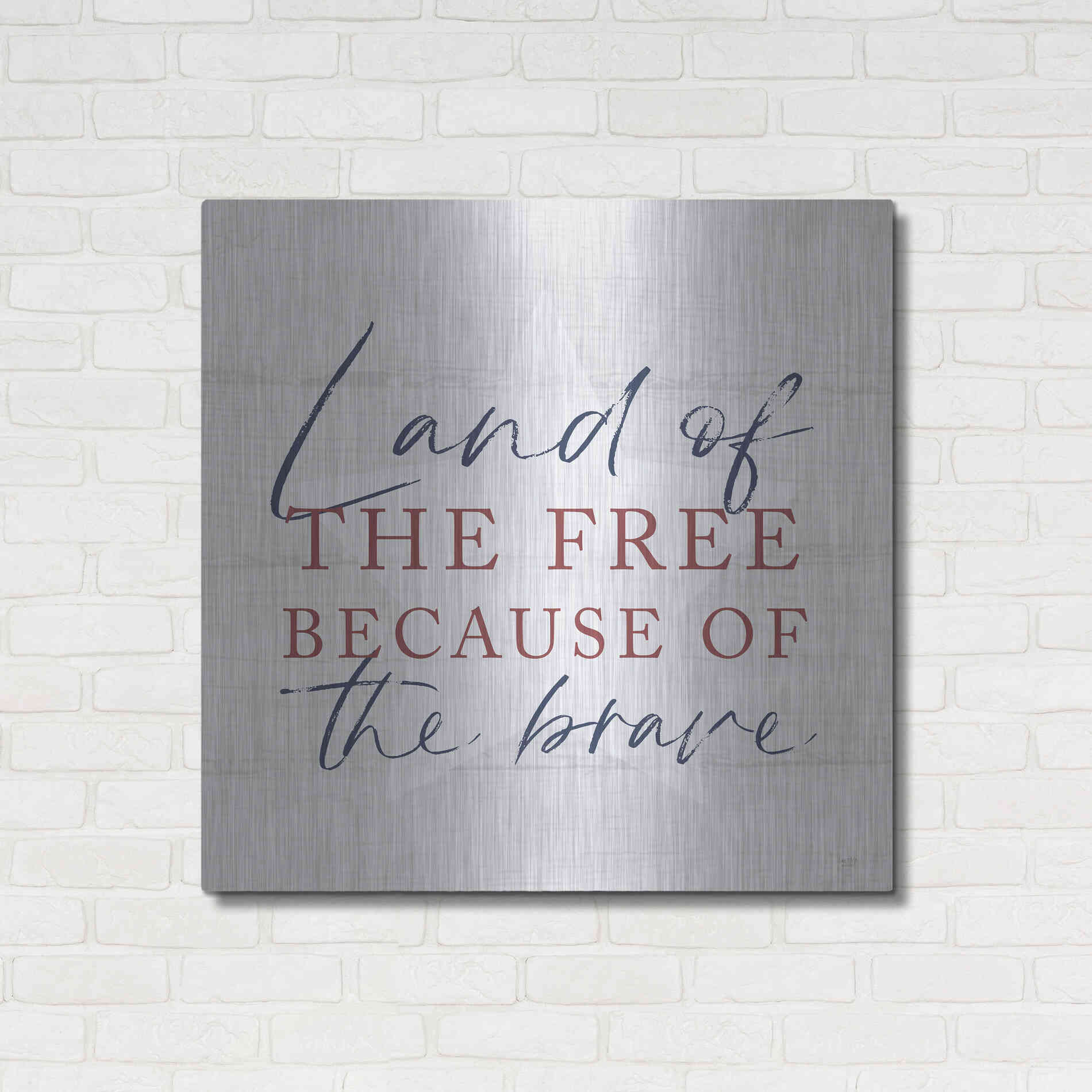 Luxe Metal Art 'Land of the Free' by Lux + Me, Metal Wall Art,36x36