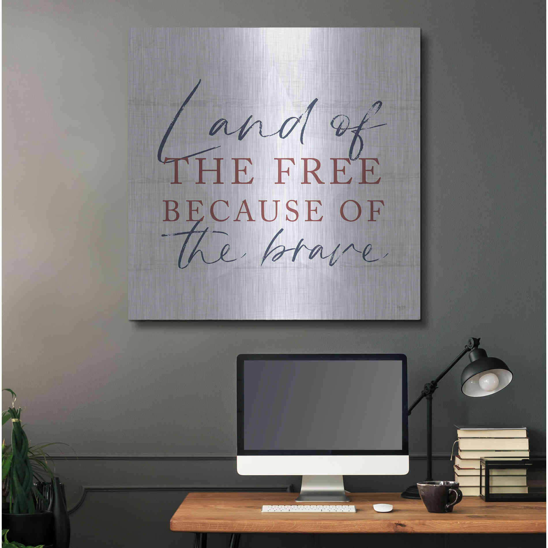 Luxe Metal Art 'Land of the Free' by Lux + Me, Metal Wall Art,36x36