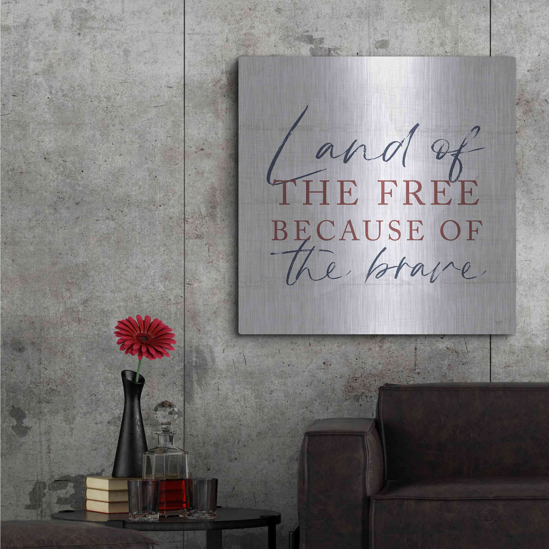 Luxe Metal Art 'Land of the Free' by Lux + Me, Metal Wall Art,36x36