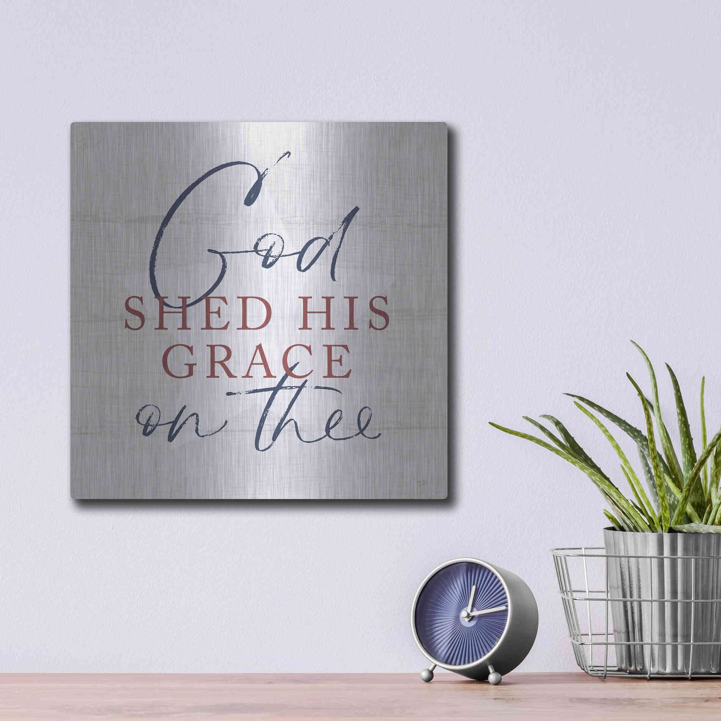 Luxe Metal Art 'God Shed His Grace' by Lux + Me, Metal Wall Art,12x12