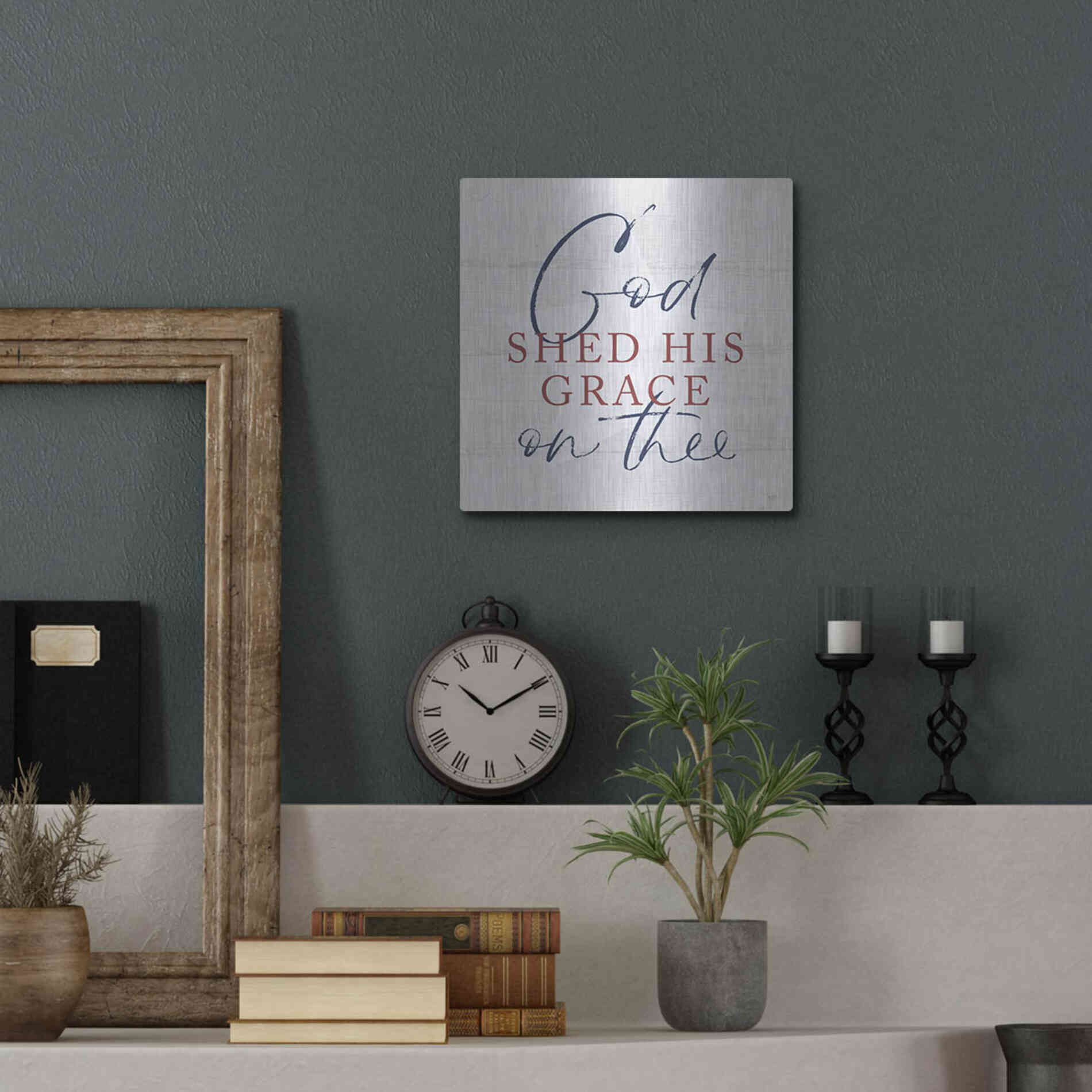 Luxe Metal Art 'God Shed His Grace' by Lux + Me, Metal Wall Art,12x12