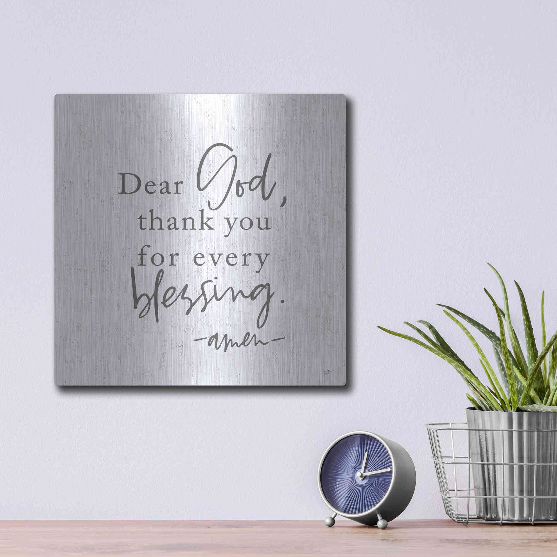 Luxe Metal Art 'Thank You for Every Blessing' by Lux + Me, Metal Wall Art,12x12