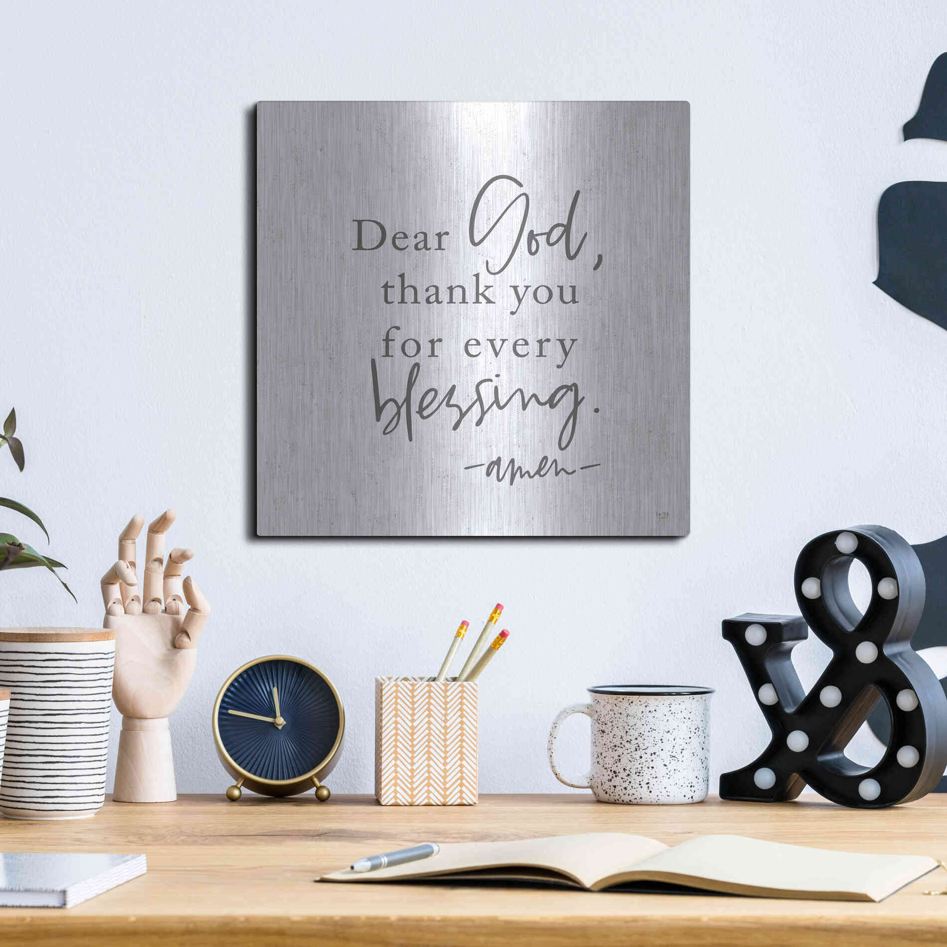 Luxe Metal Art 'Thank You for Every Blessing' by Lux + Me, Metal Wall Art,12x12