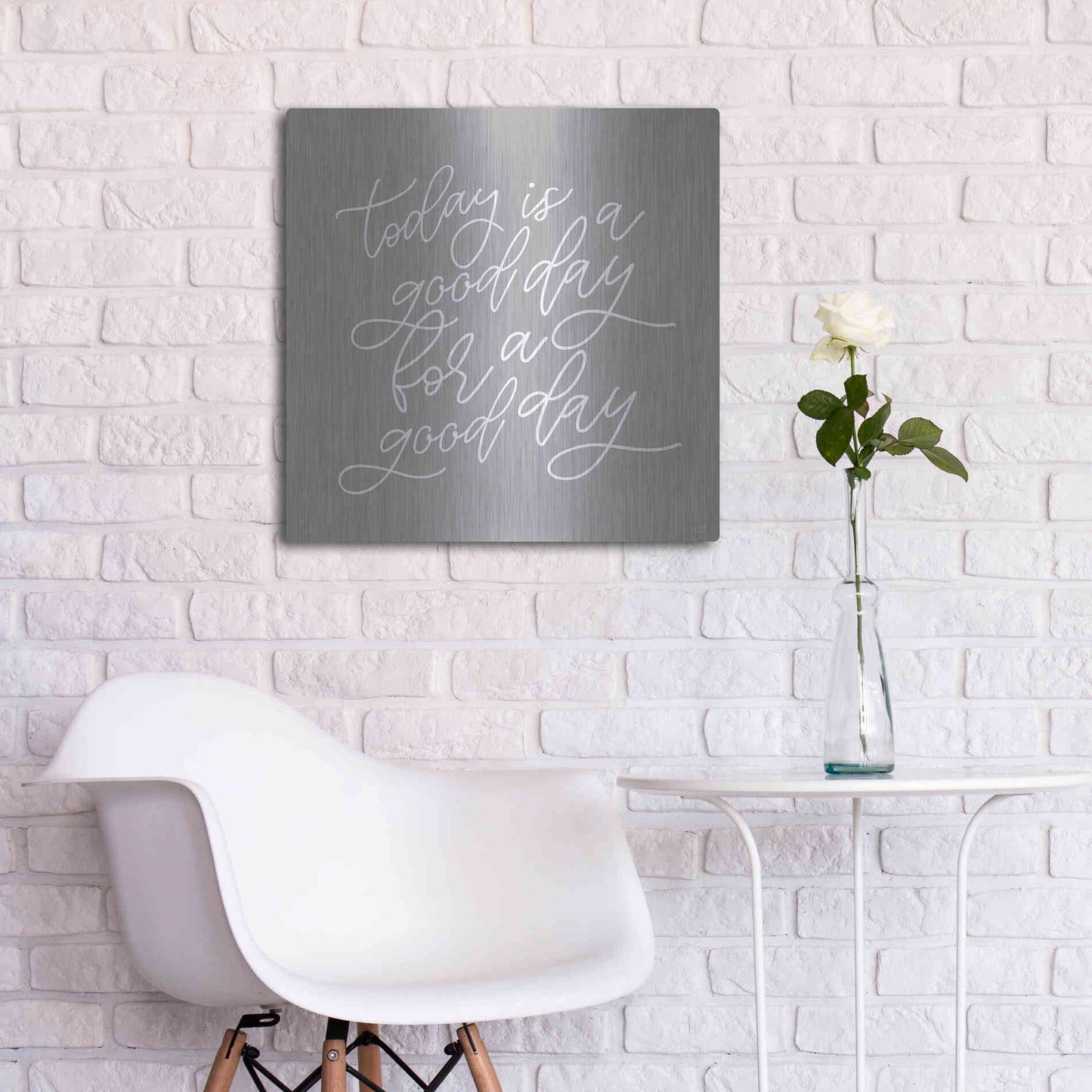 Luxe Metal Art 'Today is a Good Day' by Lux + Me, Metal Wall Art,24x24