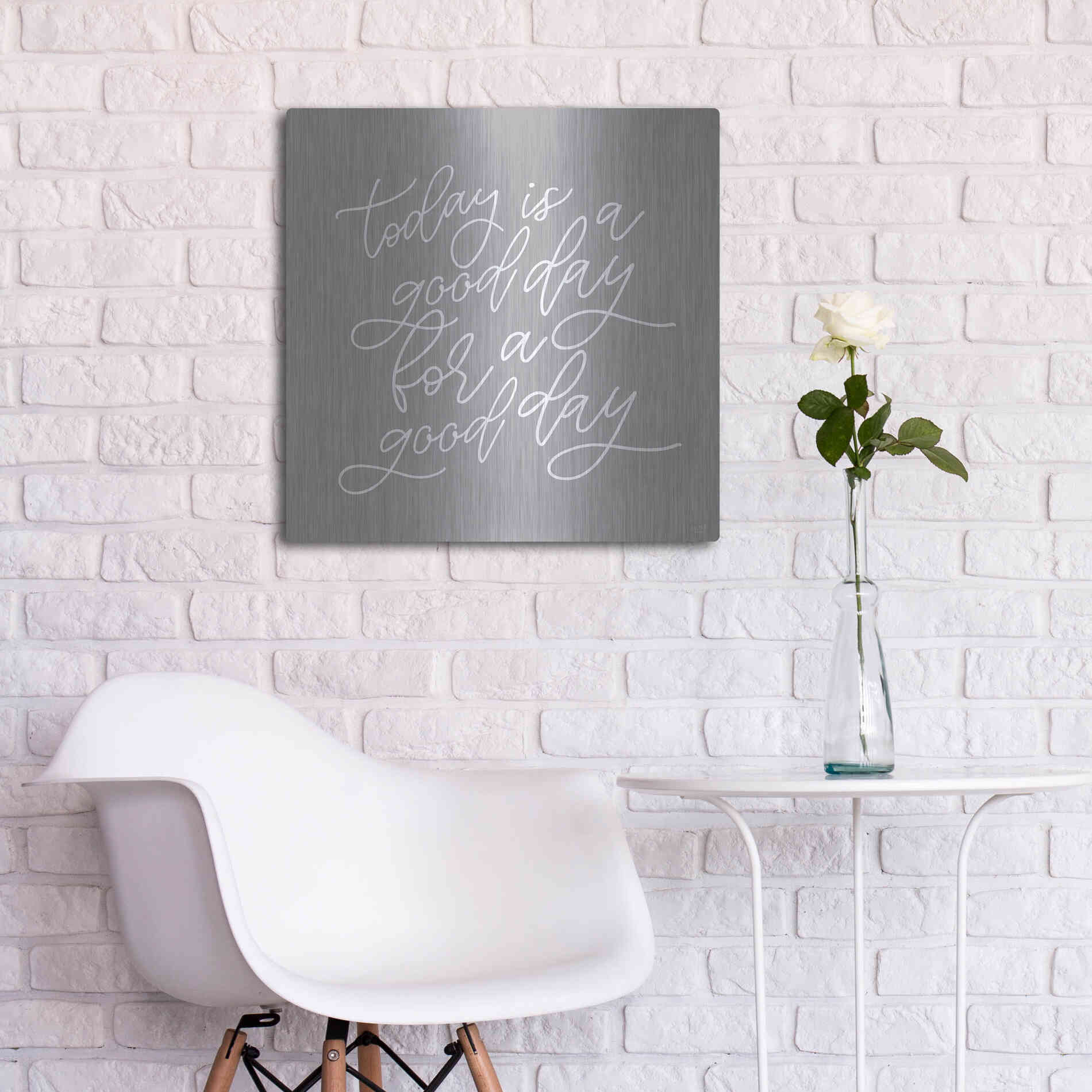 Luxe Metal Art 'Today is a Good Day' by Lux + Me, Metal Wall Art,24x24