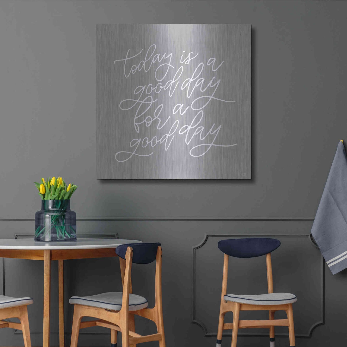 Luxe Metal Art 'Today is a Good Day' by Lux + Me, Metal Wall Art,36x36