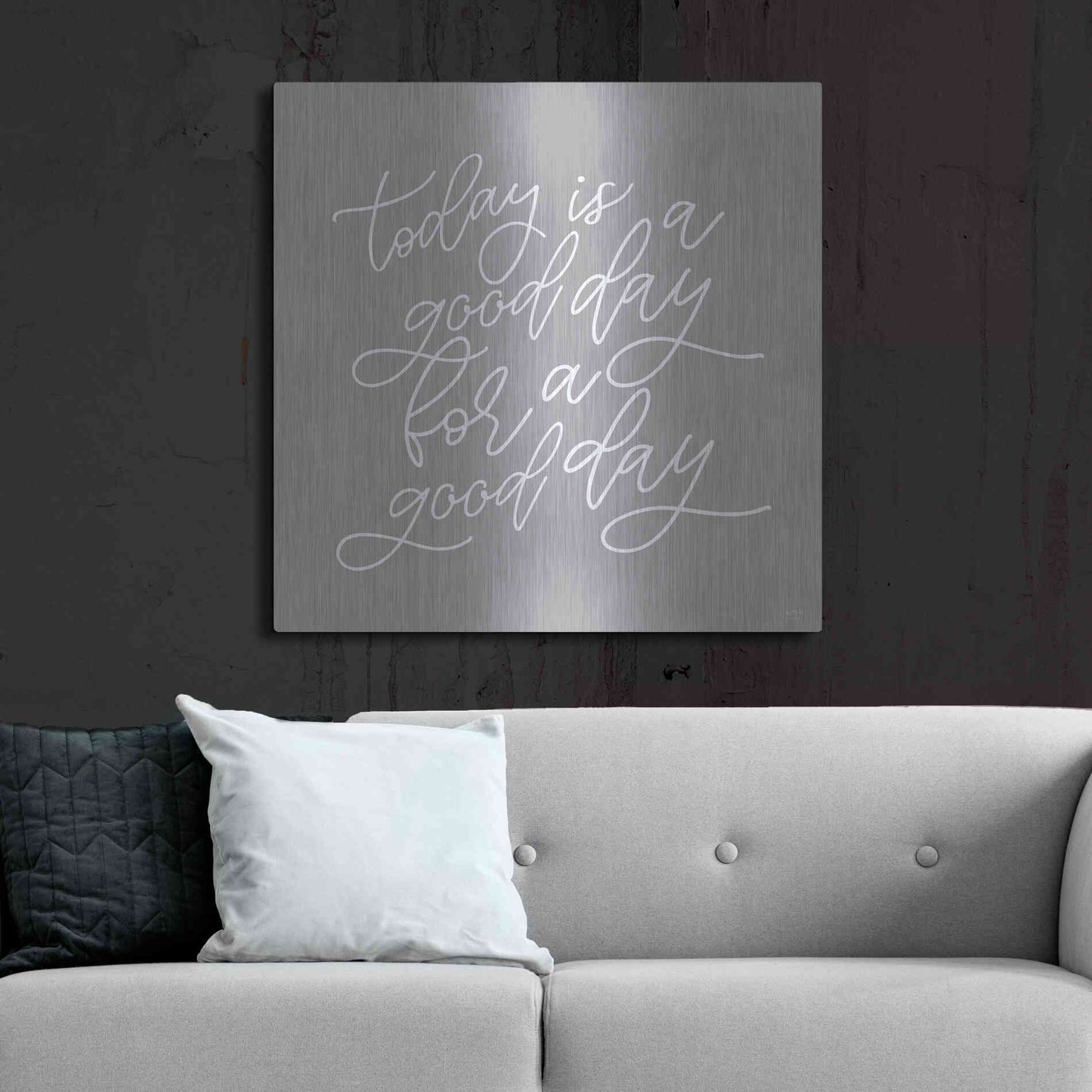 Luxe Metal Art 'Today is a Good Day' by Lux + Me, Metal Wall Art,36x36