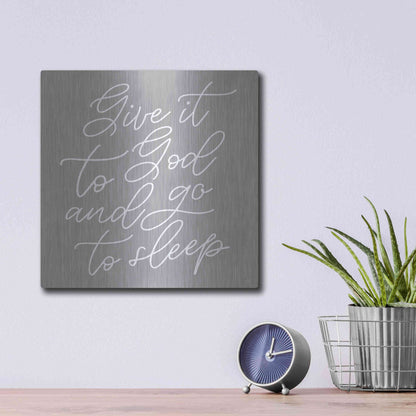 Luxe Metal Art 'Give It to God' by Lux + Me, Metal Wall Art,12x12