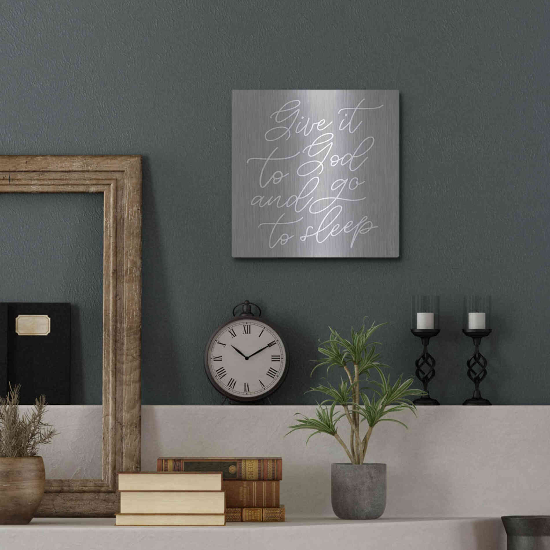Luxe Metal Art 'Give It to God' by Lux + Me, Metal Wall Art,12x12