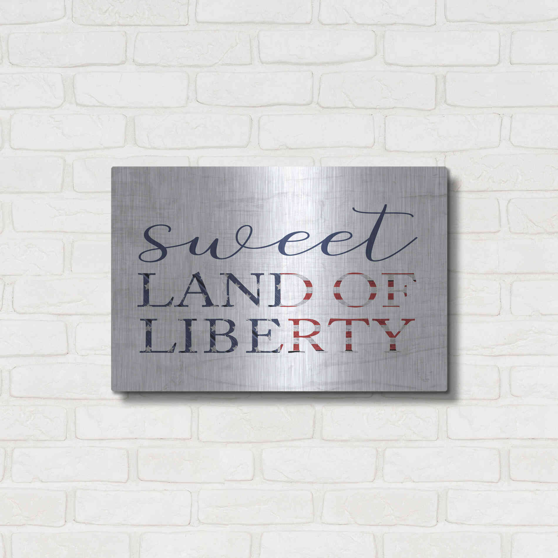 Luxe Metal Art 'Sweet Land of Liberty II' by Lux + Me, Metal Wall Art,24x16