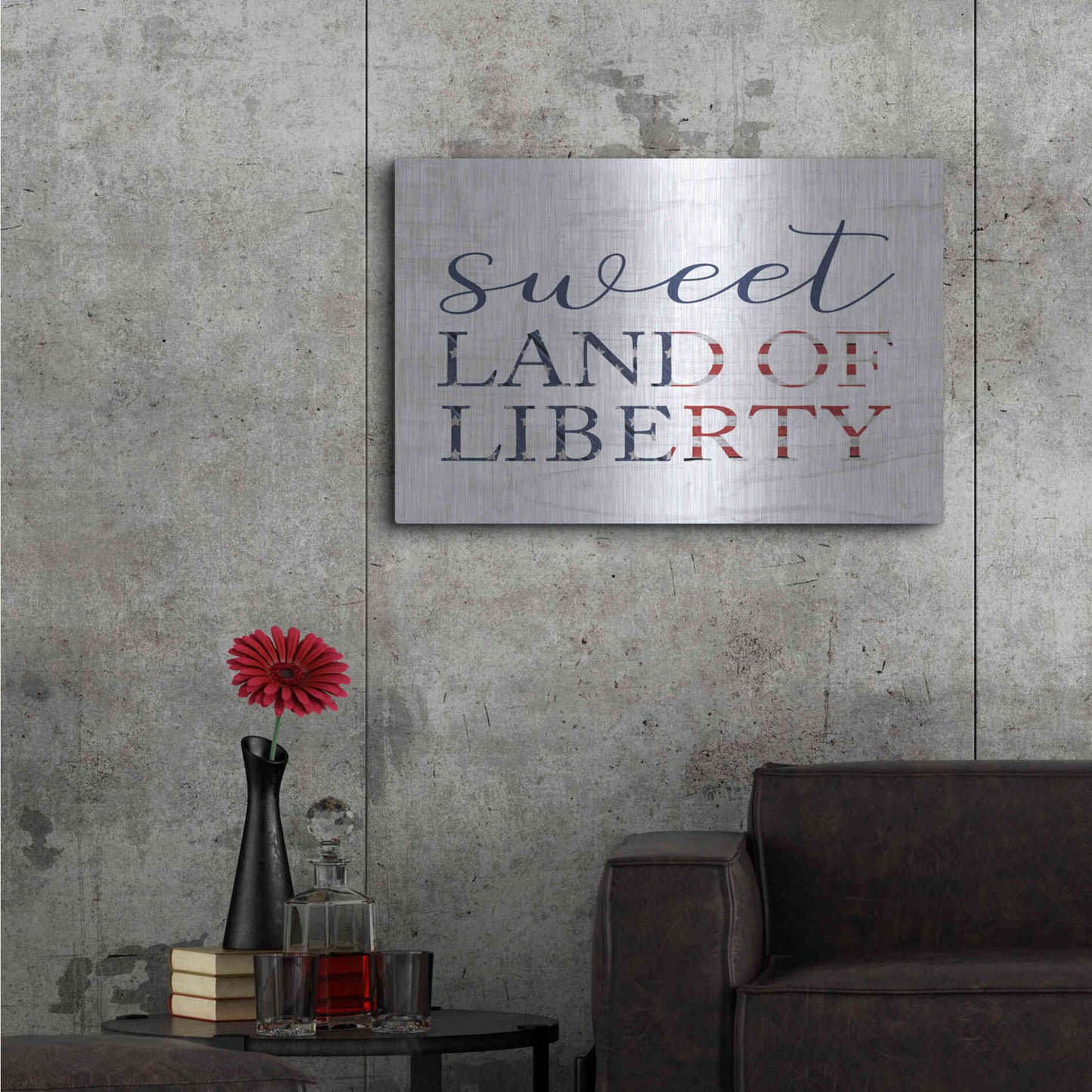 Luxe Metal Art 'Sweet Land of Liberty II' by Lux + Me, Metal Wall Art,36x24